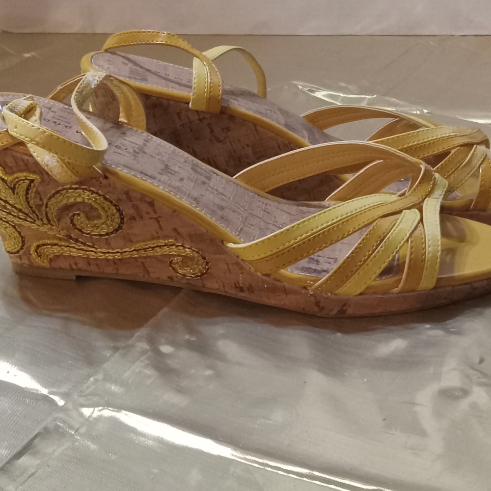 Cloudwalkers Yellow Cork Wedge Sandals